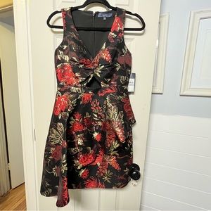 Rachel Roy Cocktail Dress - Red, Black, Gold - Mini Dress - Size: 0